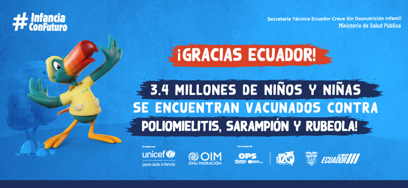 ¡Por un Ecuador libre de poliomielitis, sarampión y rubeola!